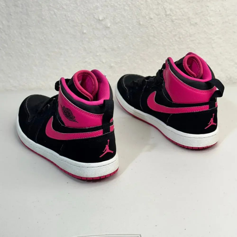 Nike Air Jordan 1 Retro High Top GG Vivid Pink & Black Sneakers Kids Size 3Y